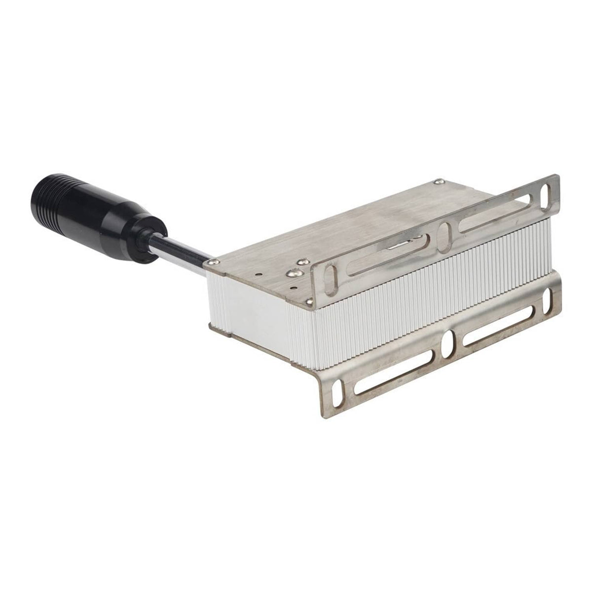 USB sequential shifter side view with black grip lever and vented metal base