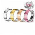 Four ring cover bands: silver, gold, rose gold, and pink with glossy metal finish