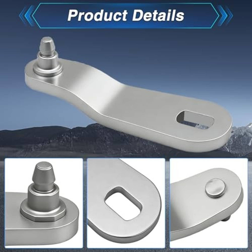 Silver shift lever with top stud and oval slot, shown in multiple detail views