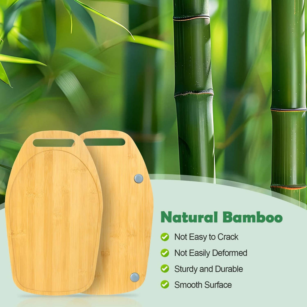 Natural bamboo mixer board with carry handle and smooth surface, oval shape