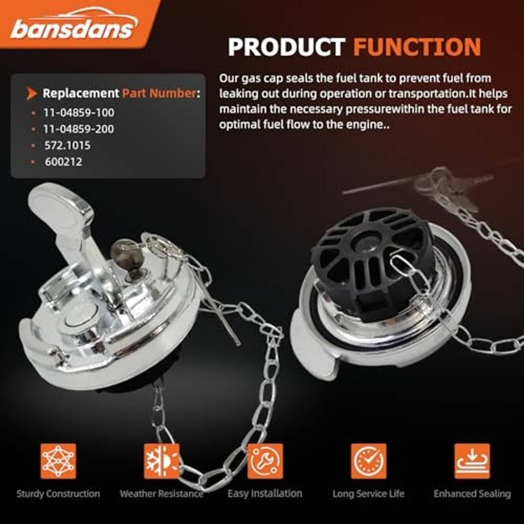 Chrome locking diesel fuel cap with lever-style lock and visible sealing gasket insert
