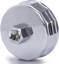 Chrome oil filter cap wrench socket tool with hex drive and fluted rim