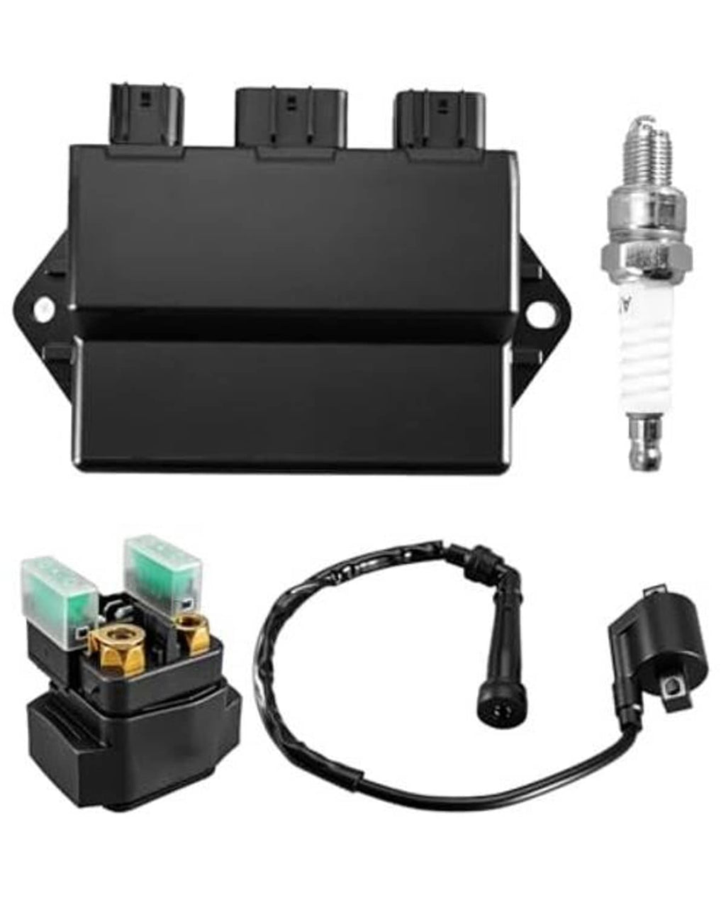 Ignition control module kit with spark plug, relay, and wiring harness