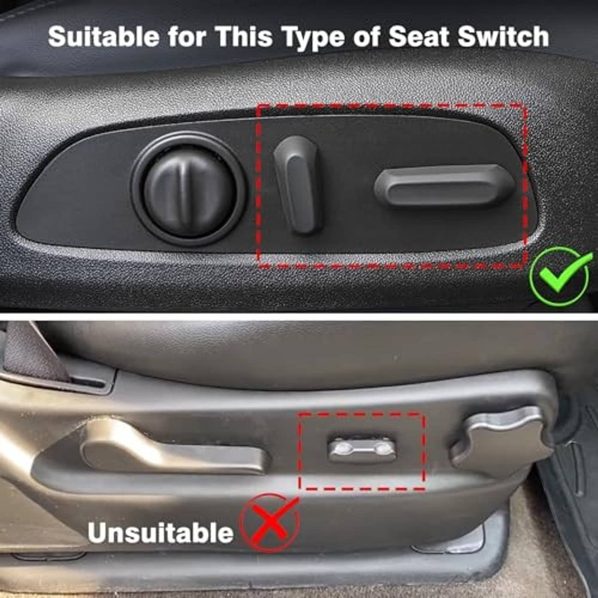 Power seat switch panel with round knob and three rocker/slide controls, dark gray