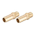 Brass hose barb fitting set, barbed ends with M10 male threads