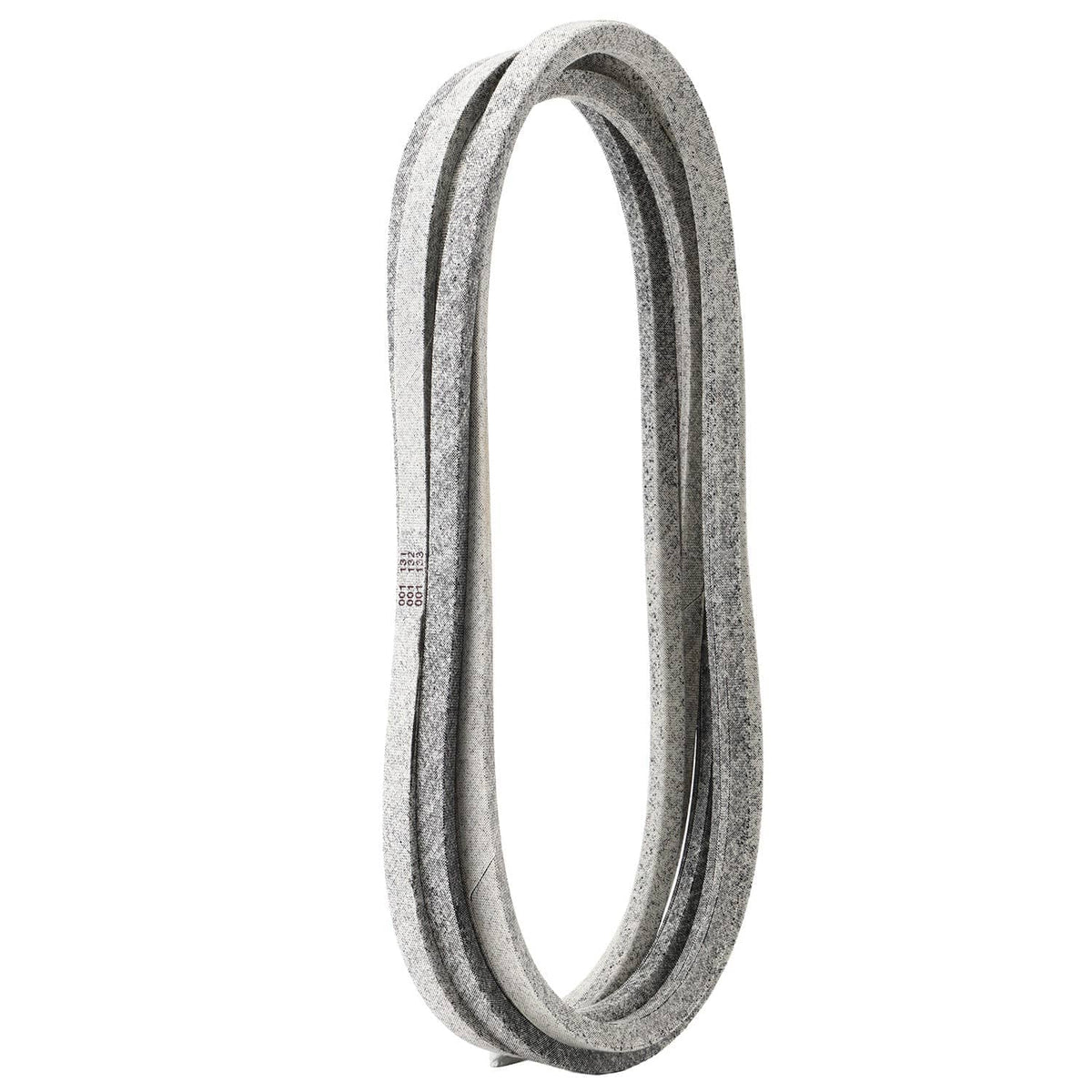 Gray V-belt loop with textured exterior and a visible inner channel