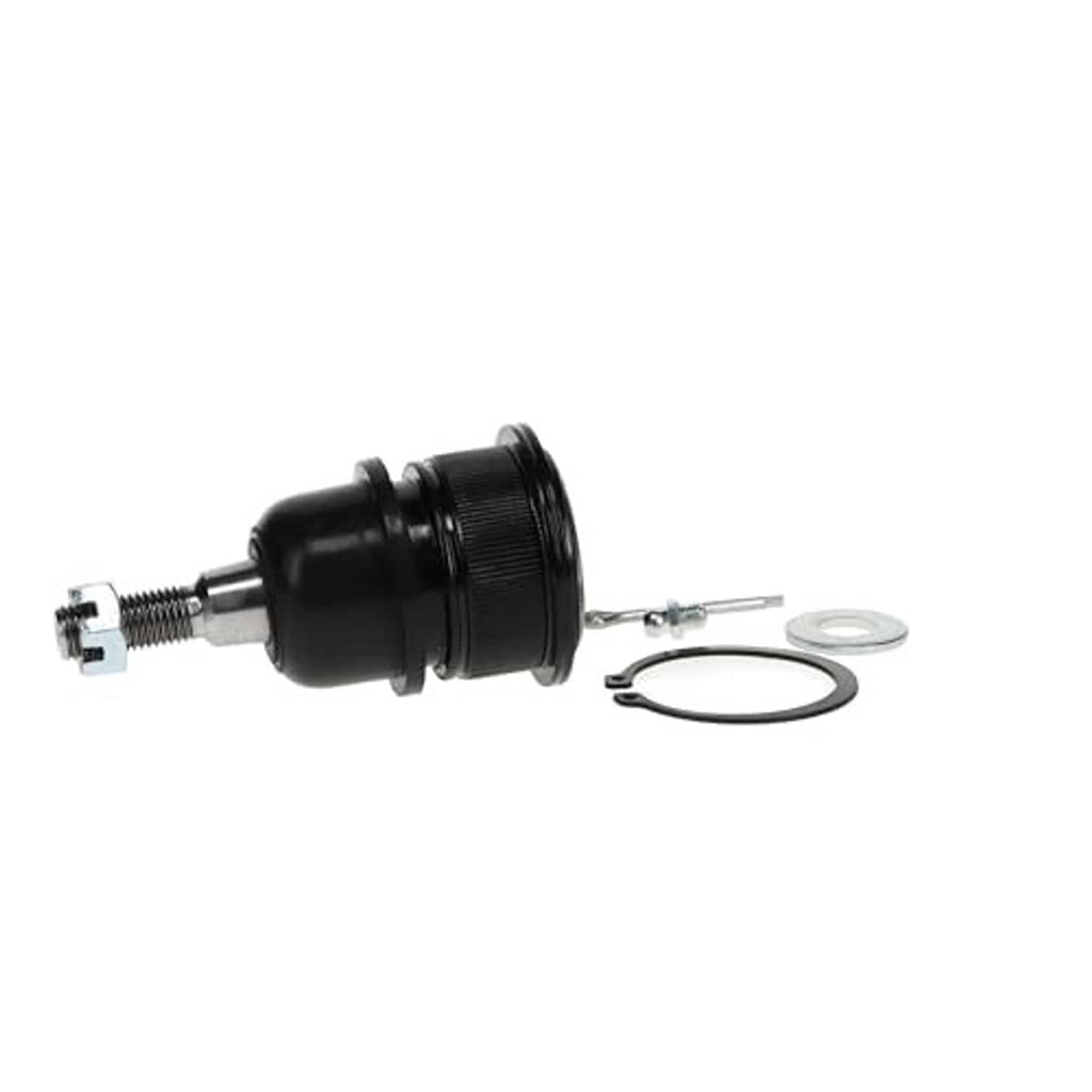 Front upper suspension ball joint with black housing, threaded rod, and circular seal