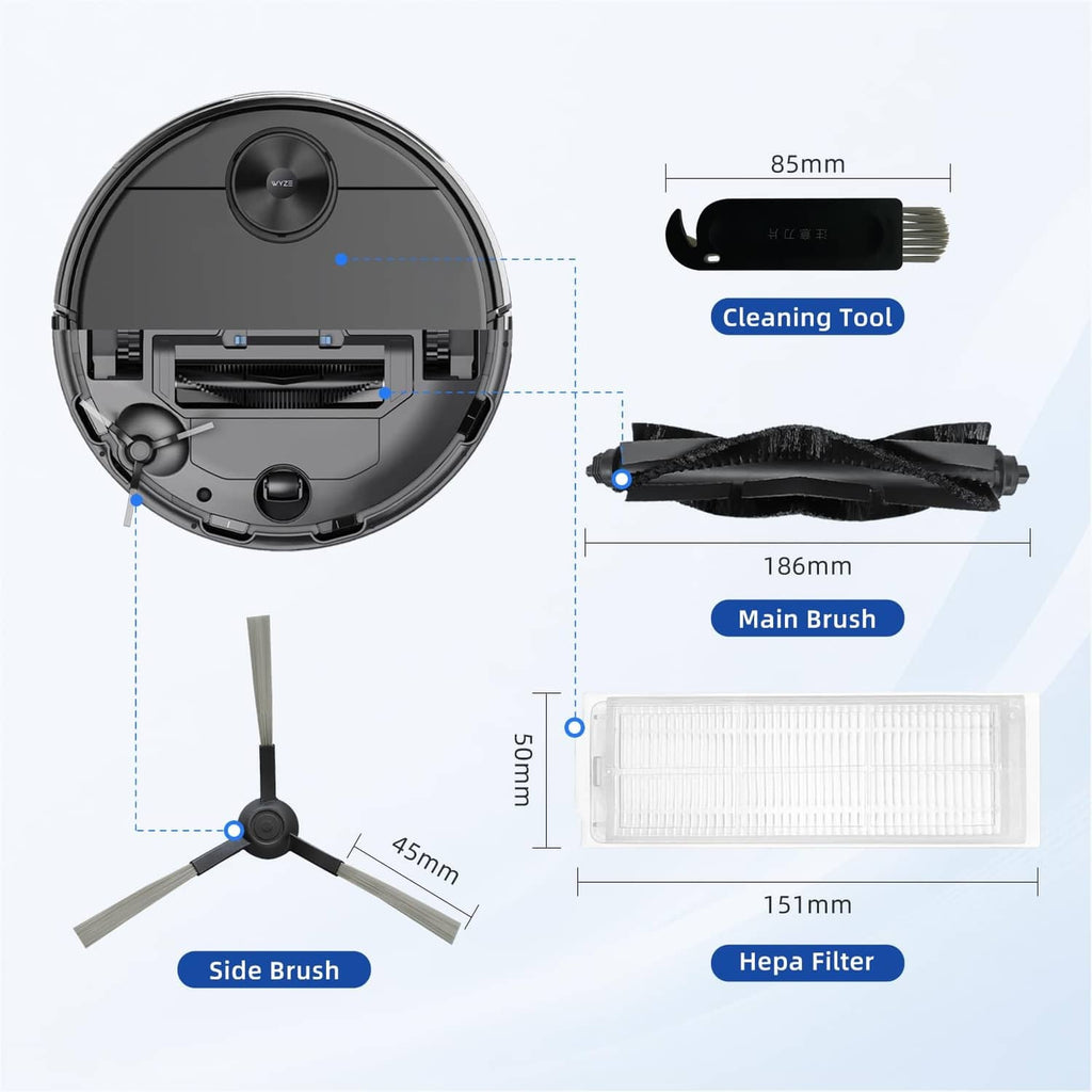 Robot vacuum replacement parts: side brush, main brush, cleaning tool, HEPA filter