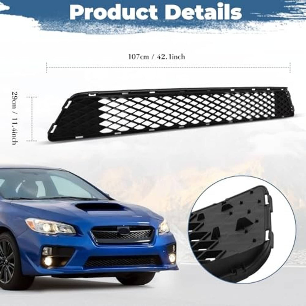 Black front bumper lower grille with grid mesh insert and corner clips