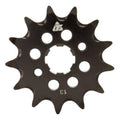 Black 13-tooth front sprocket with bolt holes and white center hub