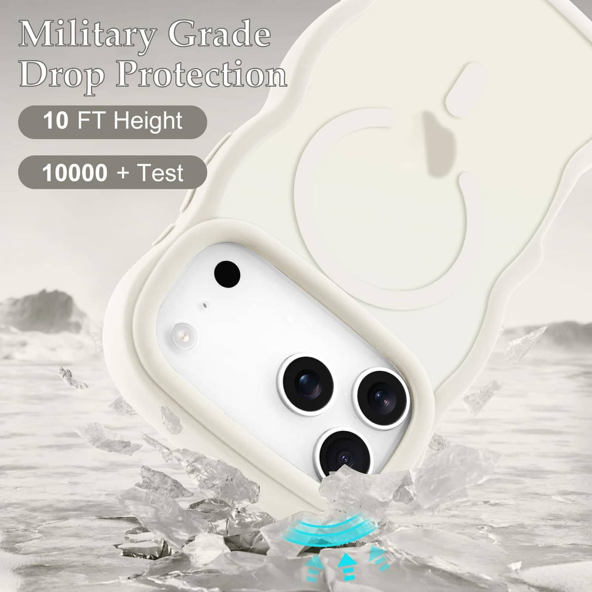 Stone cream rugged phone case with protective raised corners