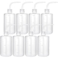 White squeeze wash bottles set of 8 with curved spouts and caps