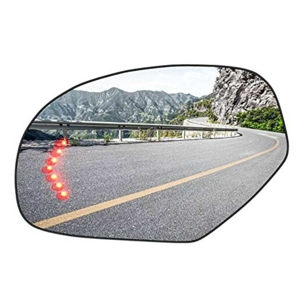 Heated left driver-side mirror glass insert with curved clear lens and defrost grid