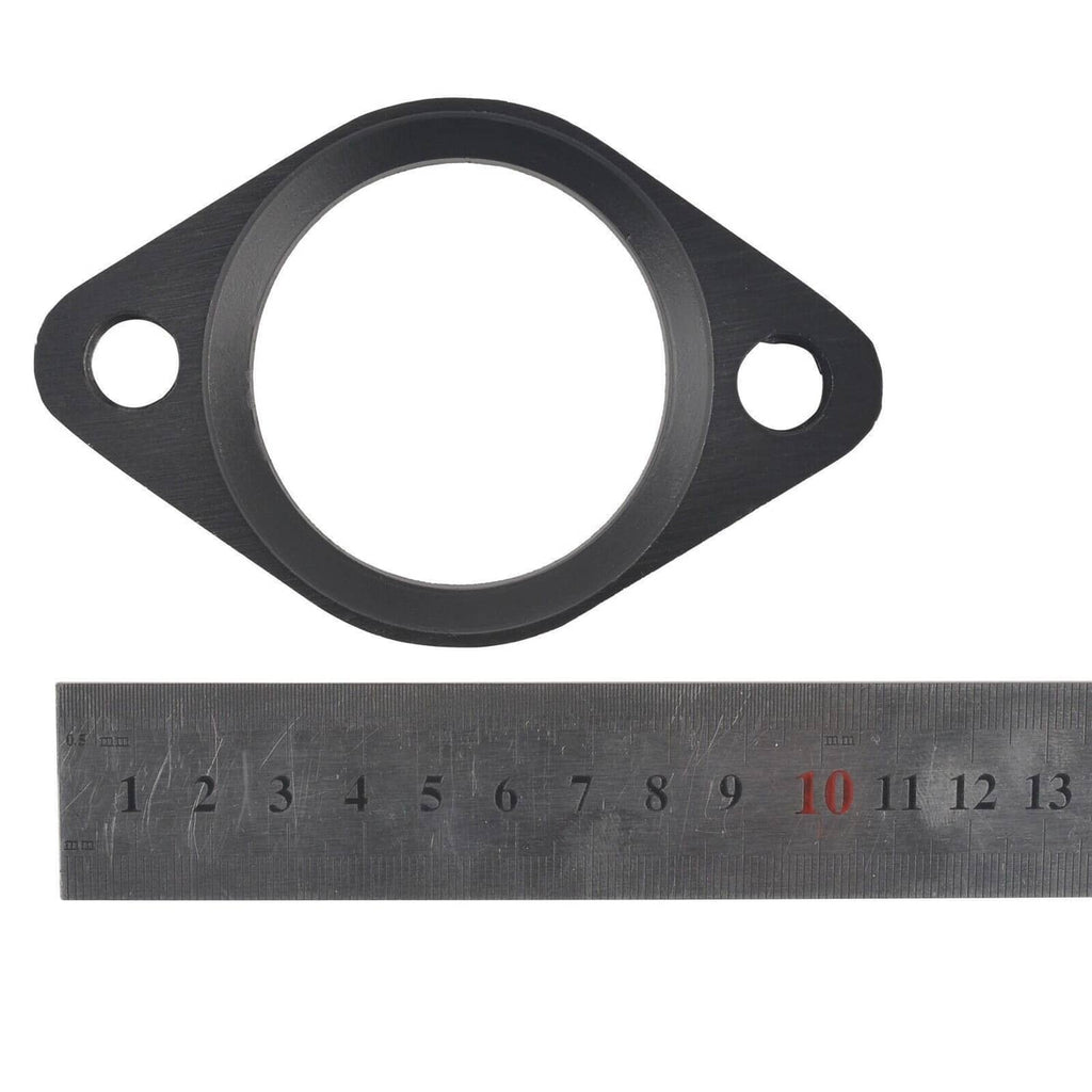 Black gasket mounting plate with circular opening and bolt holes for water neck