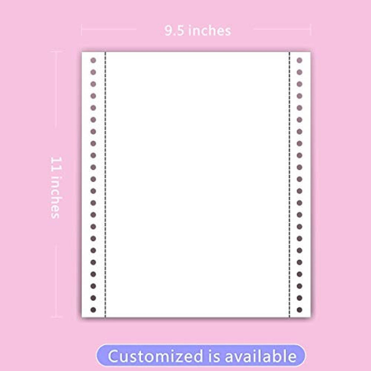 NCR continuous feed paper template with perforated side holes and blank center