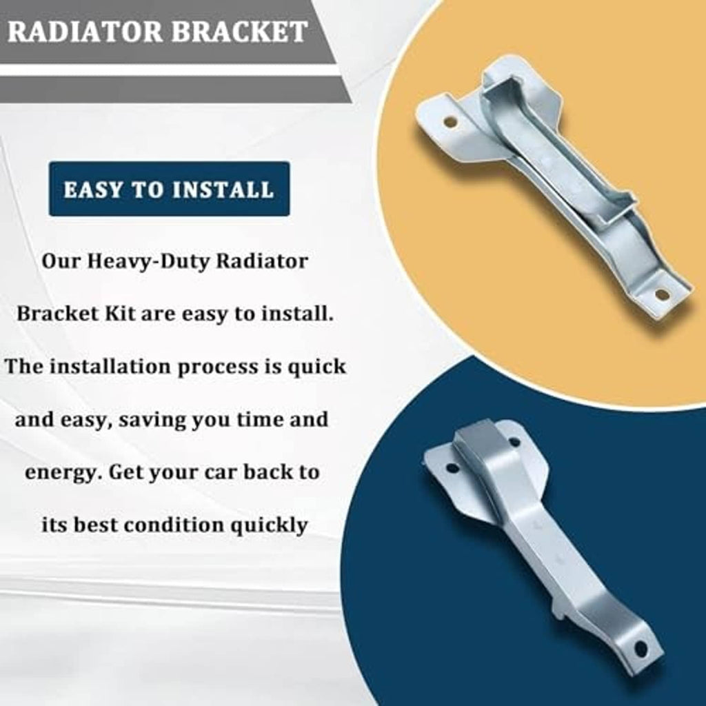 Light blue radiator bracket with mounting holes, stepped design, and side tabs