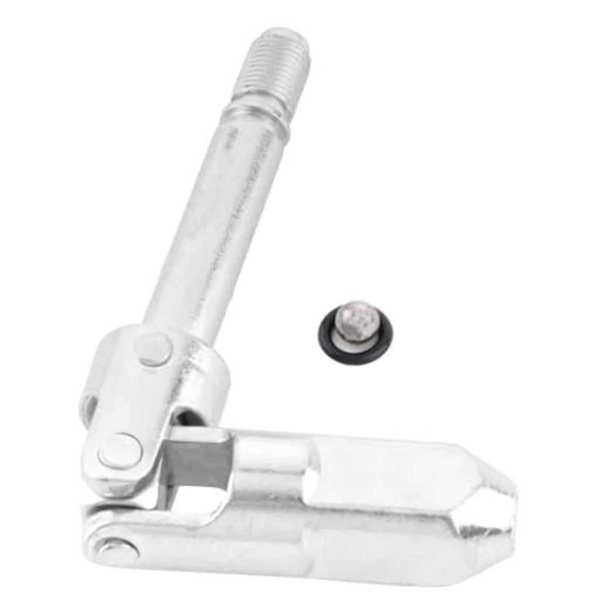 Silver universal joint drop shaft with oil-seal end and threaded mounting bolt