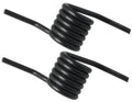 Set of two black coiled return springs with two straight handle arms each