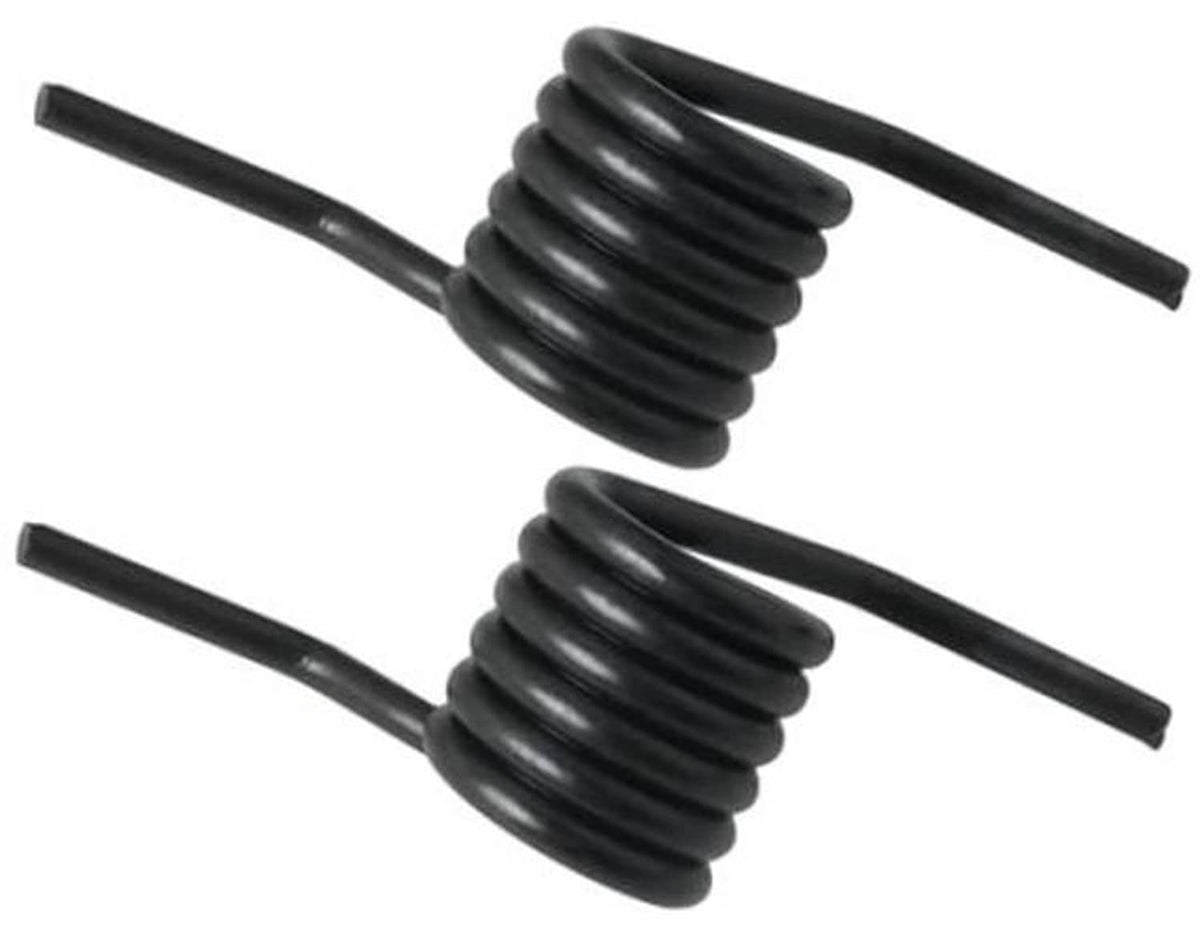 Set of two black coiled return springs with two straight handle arms each
