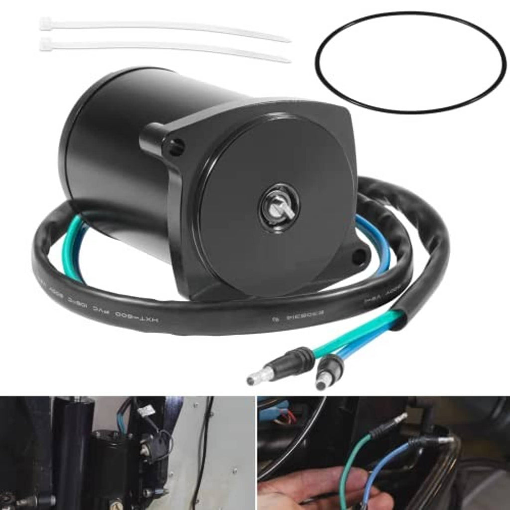 Tilt and trim motor kit with black motor unit, seal ring, and wiring leads