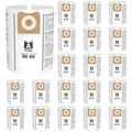 White vacuum cleaner dust bags with tan inlet seal, shown as a 20-pack roll set