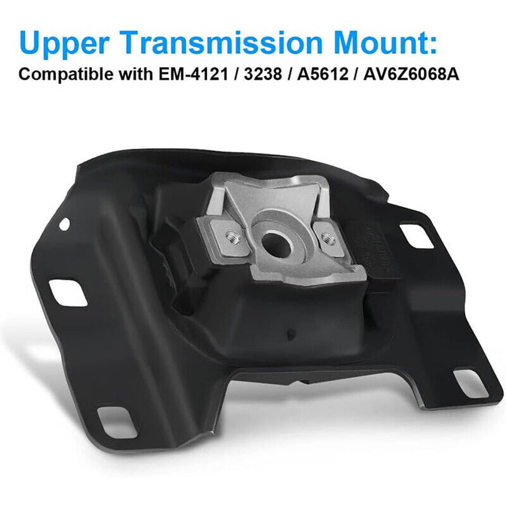 Upper transmission mount with black rubber insert and silver metal support bracket
