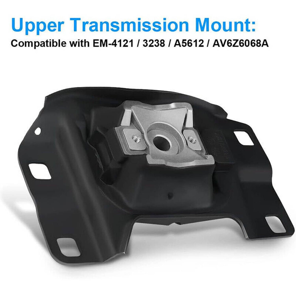 Upper transmission mount with black rubber insert and silver metal support bracket