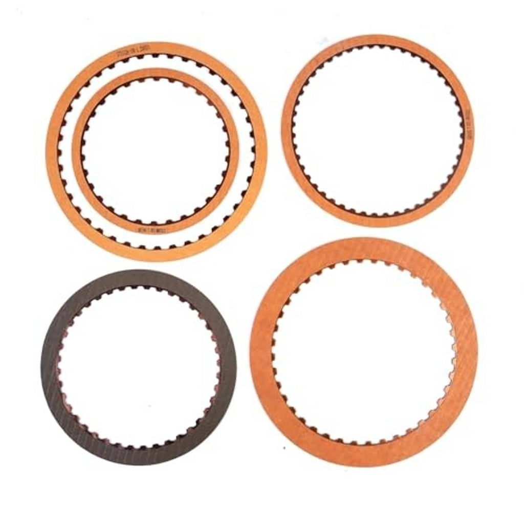 Transmission clutch friction plates set in orange and dark tones