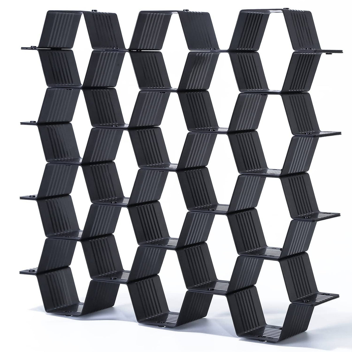 Black honeycomb drawer divider organizer with interlocking cubby blocks
