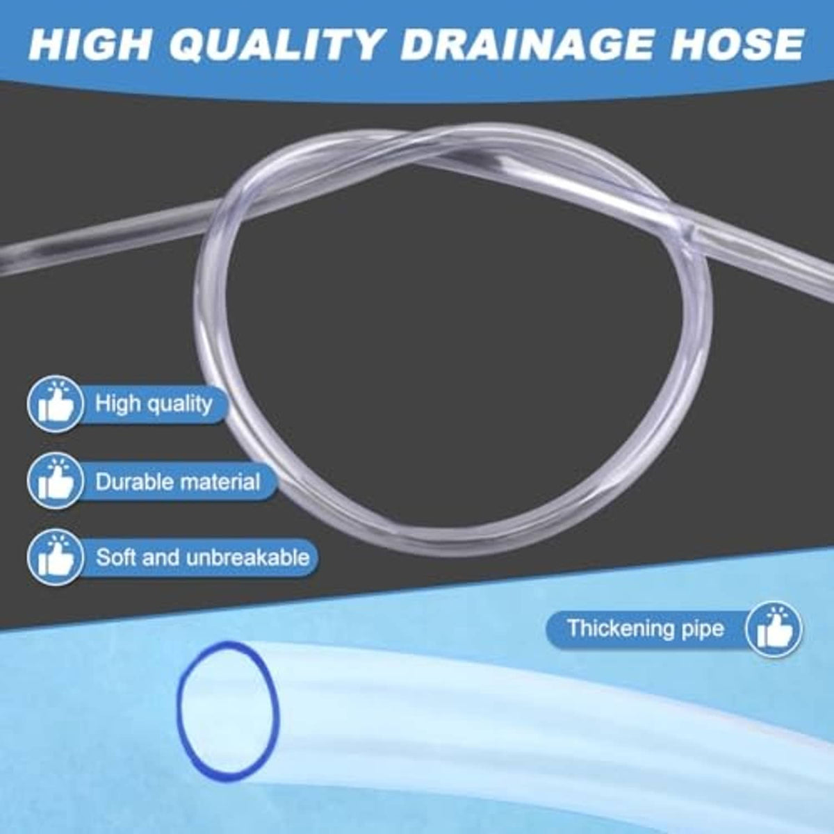 Clear PVC drain hose with reinforced thickened sections for air conditioner drainage