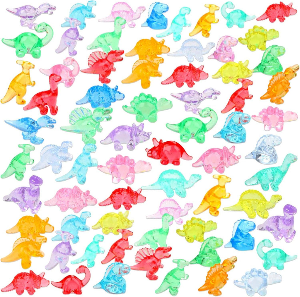 Bulk set of mini resin dinosaur animal figures, assorted bright colors