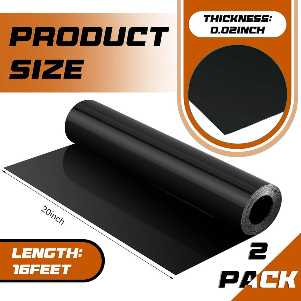 Black HDPE drainage membrane rolls, 20 in wide, 16 ft long, 0.02 in thick