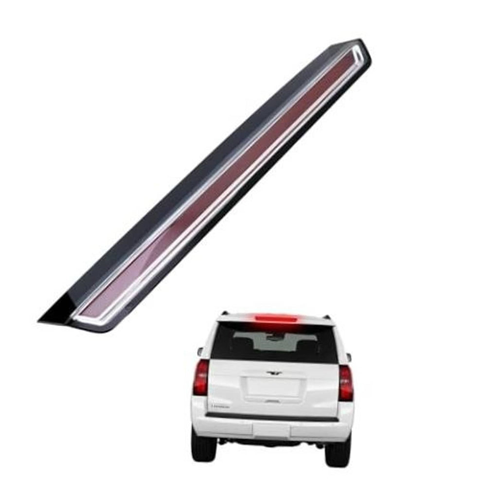 LED third brake light assembly with slim black housing and red rectangular lens