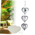 Stainless steel heart wind spinner with three stacked mirrored heart discs and hanging chain