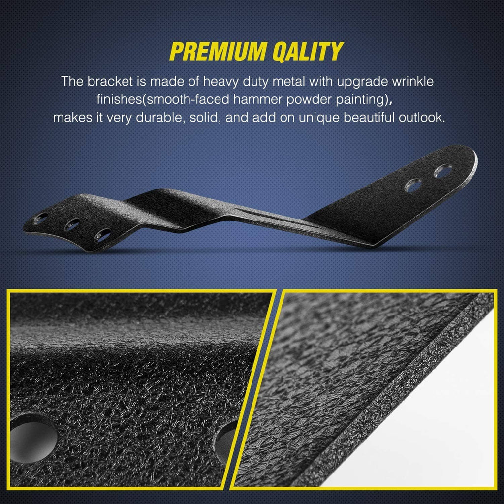 Curved black heavy-duty metal LED light bar bracket with textured powder-coat finish