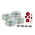 4 round wireless green LED door warning lights with coin batteries and red adhesive pads