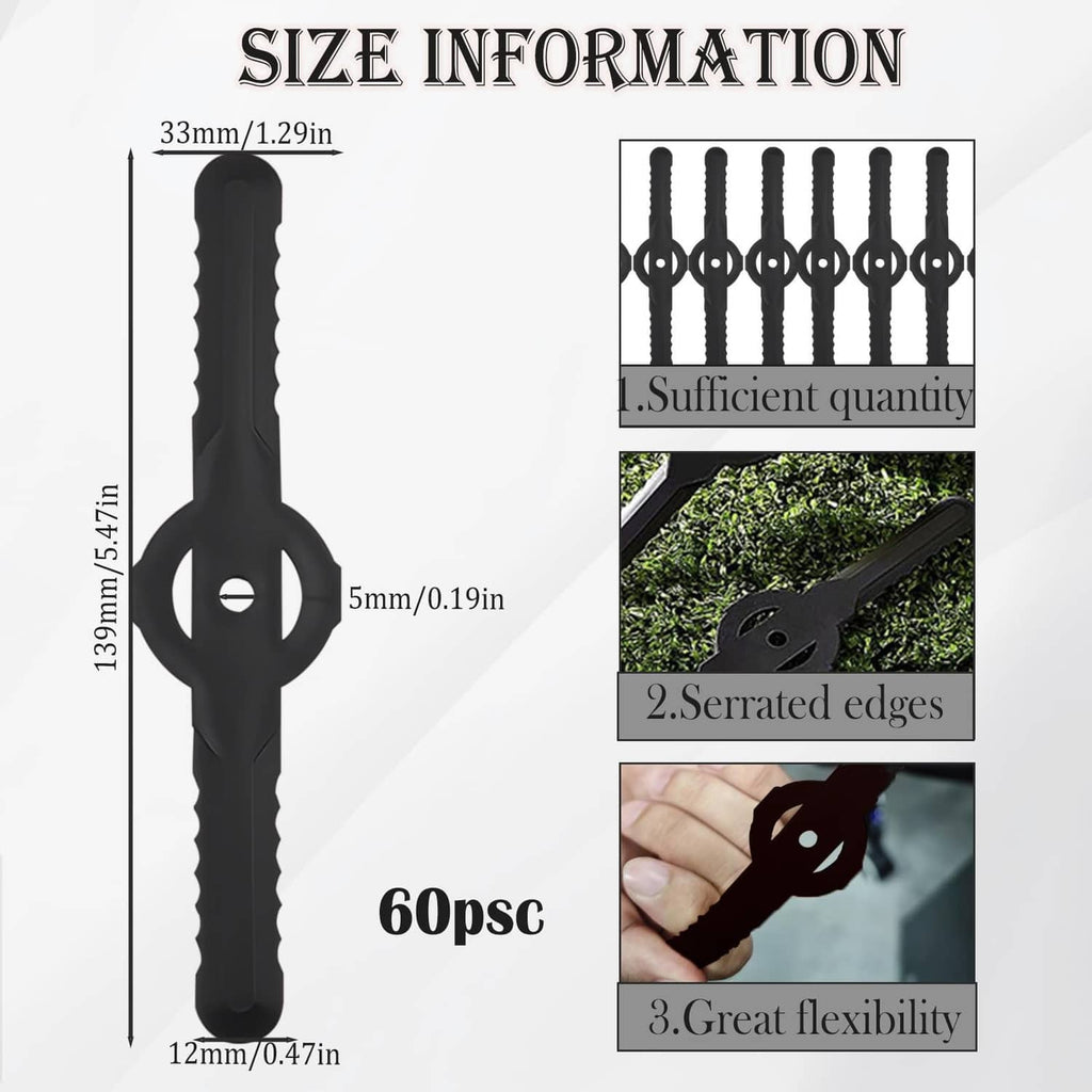 Black trimmer head blade set with looped blades and center mounting piece