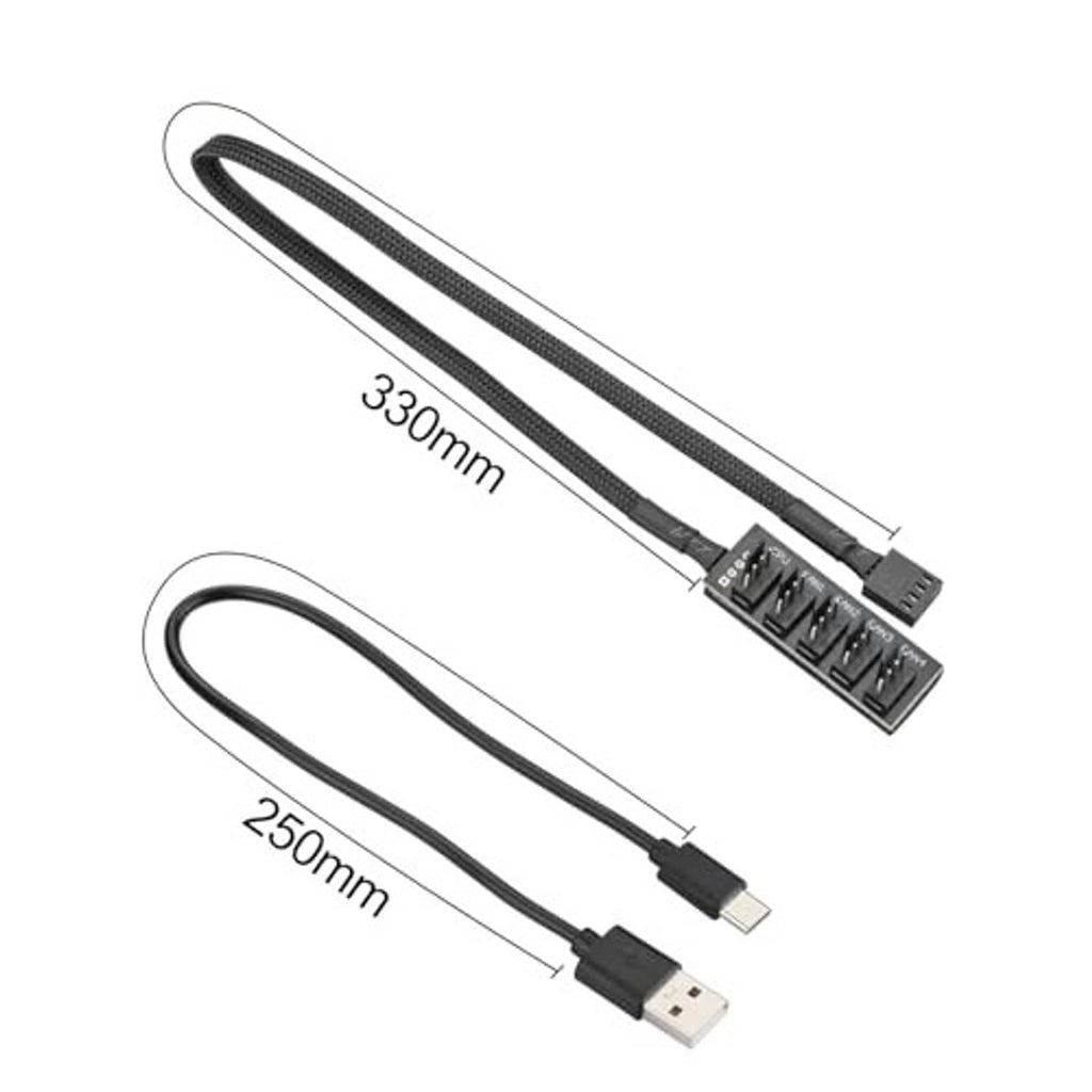 OWLTREE PWM controller cables, 330mm and 2500mm lengths, USB-A to USB-C