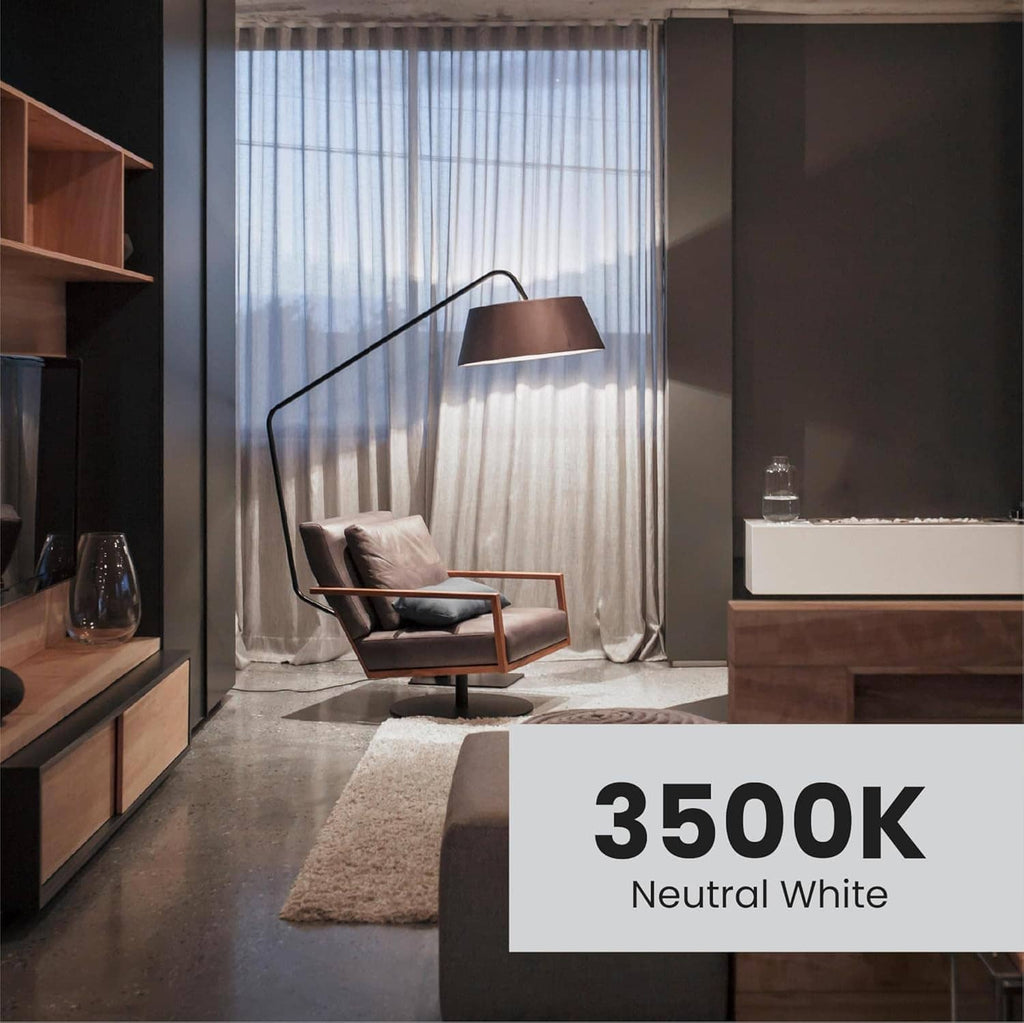 Ceiling lamp area with neutral white 3500K light glow for indoor use.