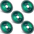 Green diamond cutting disc set (5-pack), 4.5 in (115 mm), serrated edge and center hole