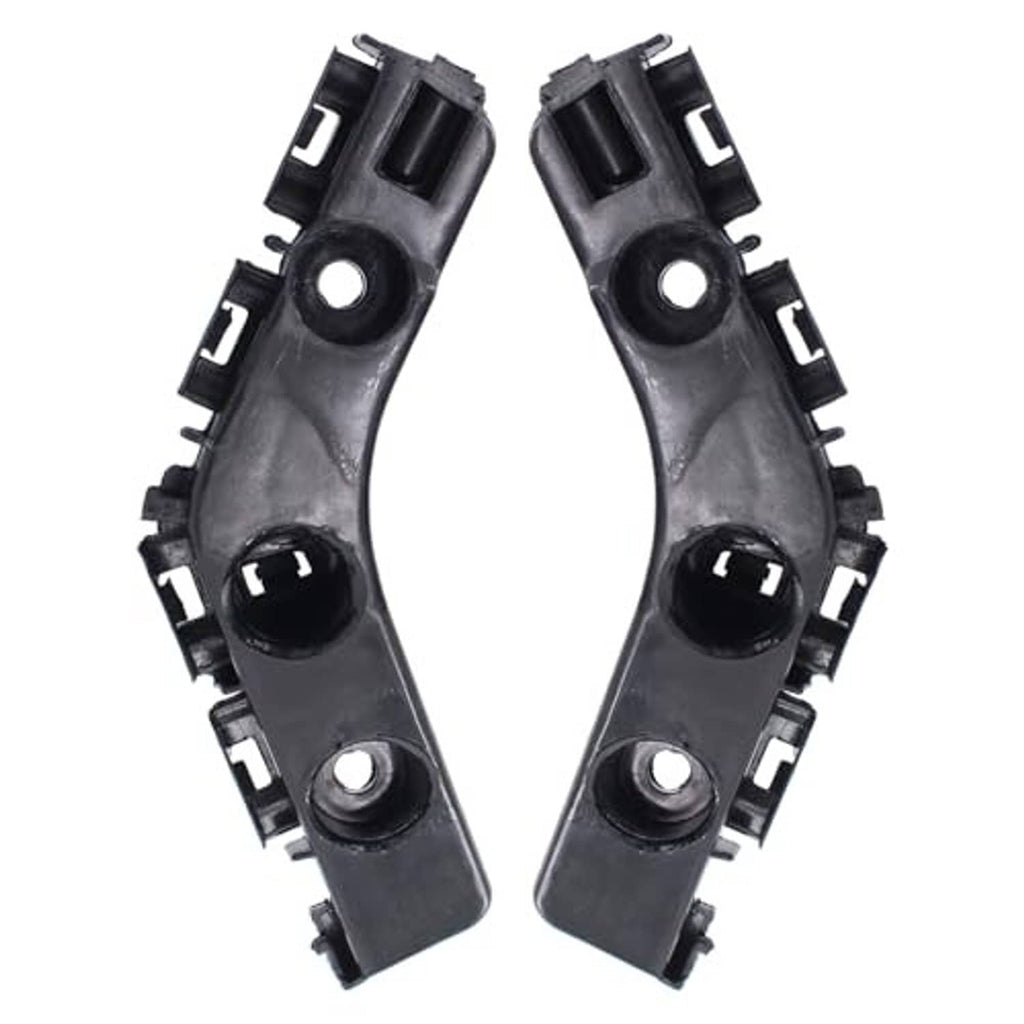 Pair of dark gray bumper retainer brackets with circular sockets and bolt holes