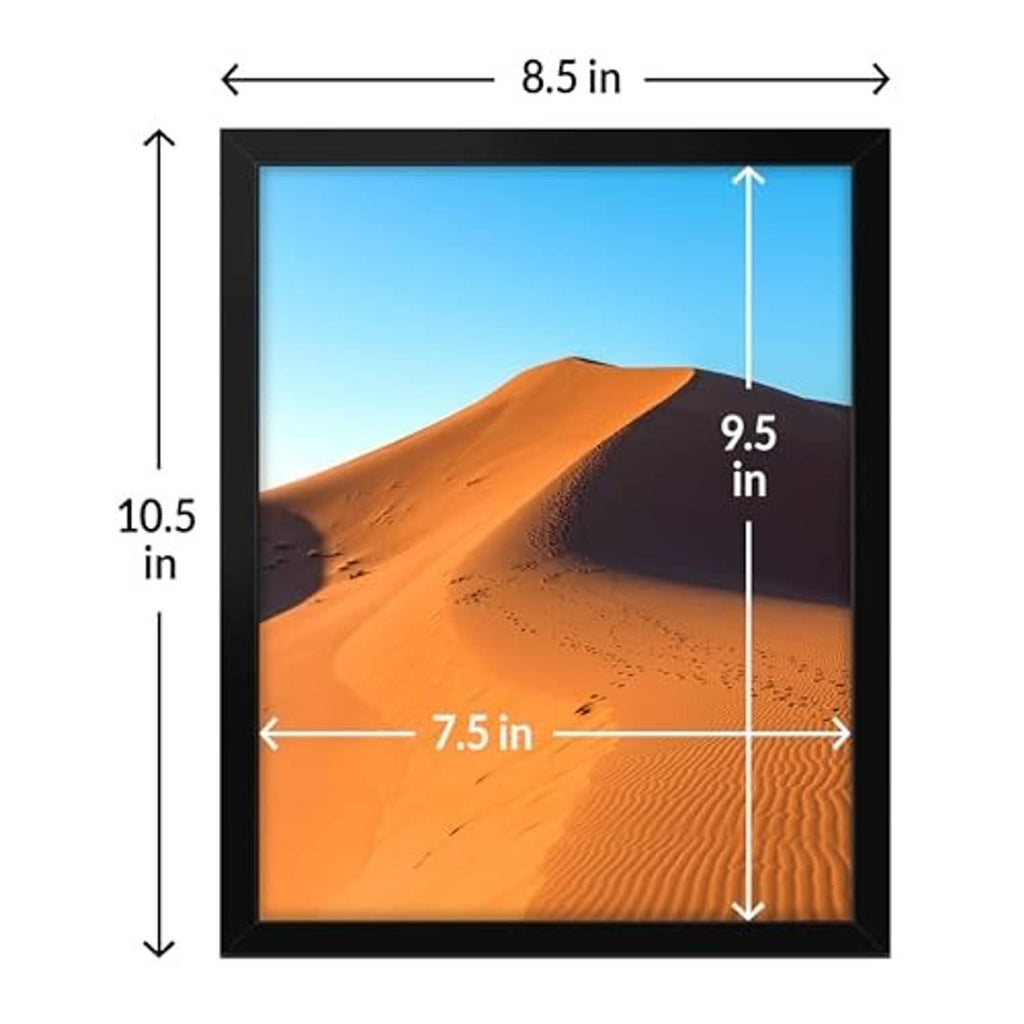 Black 8x10 frame dimensions: 8.5 in width, 10.5 in height, 7.5 in inner