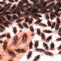 Pack of small dark fake insects scattered in a pile, assorted winged bug shapes