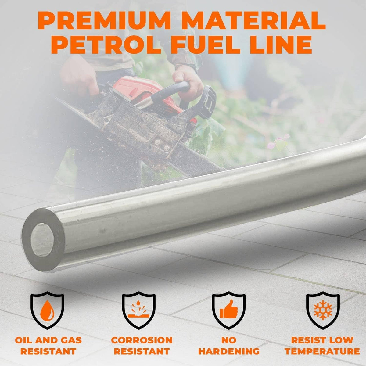 Clear petrol fuel line hose tubing rod, oil and gas resistant