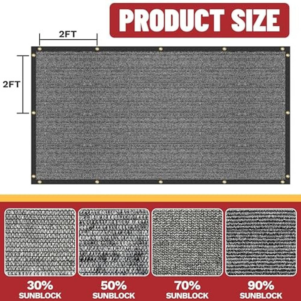 Rectangular black shade cloth tarp with stitched edge and metal grommets