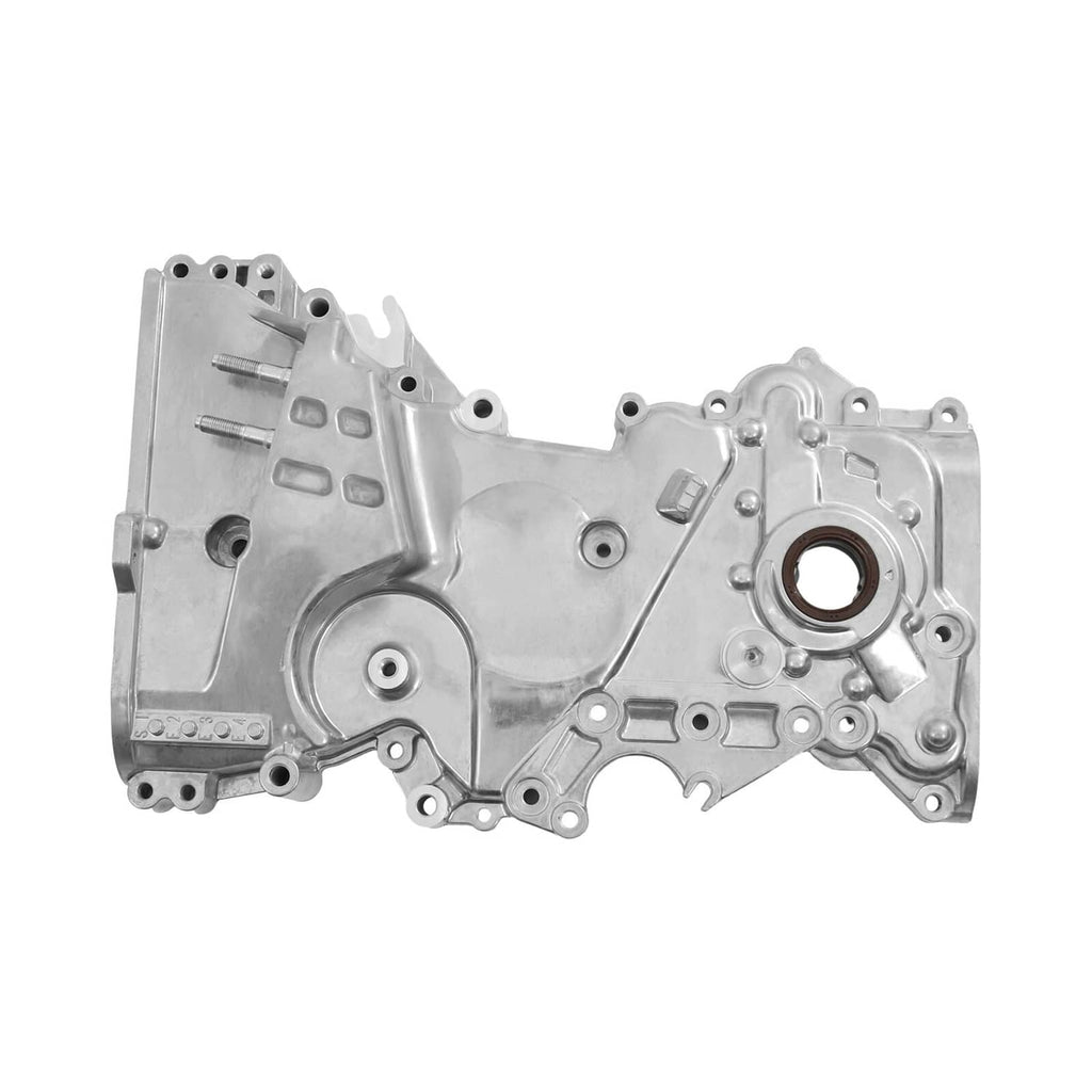 Aluminum timing chain cover with circular openings and machined bolt holes
