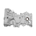 Aluminum timing chain cover with circular openings and machined bolt holes