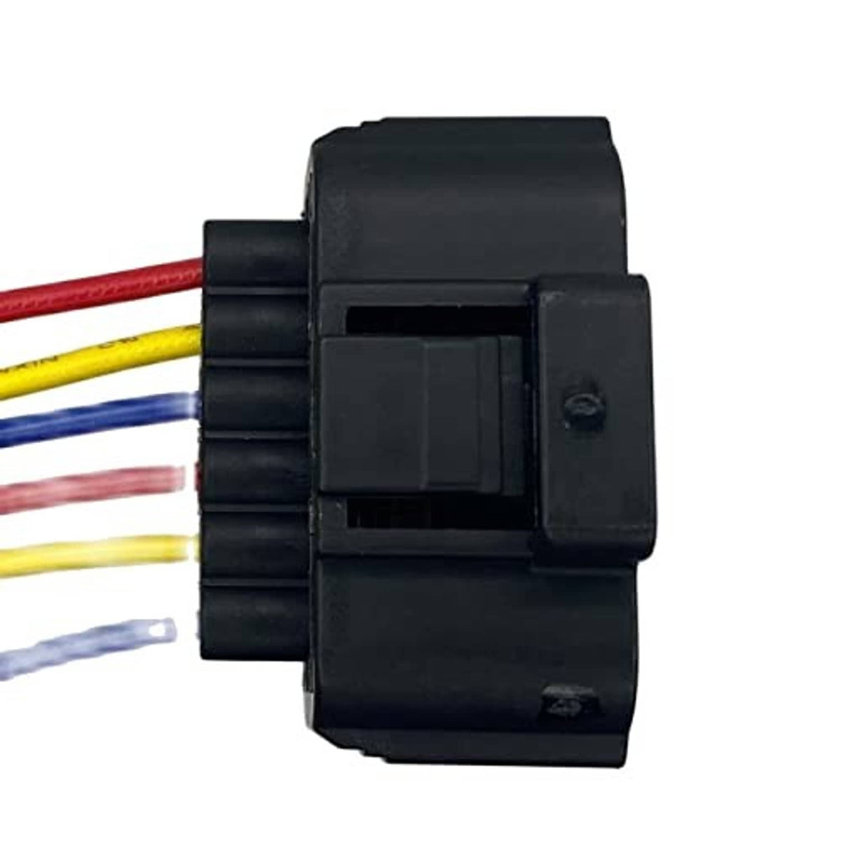 Accelerator pedal position sensor wiring connector, black plug with red, blue, yellow wires