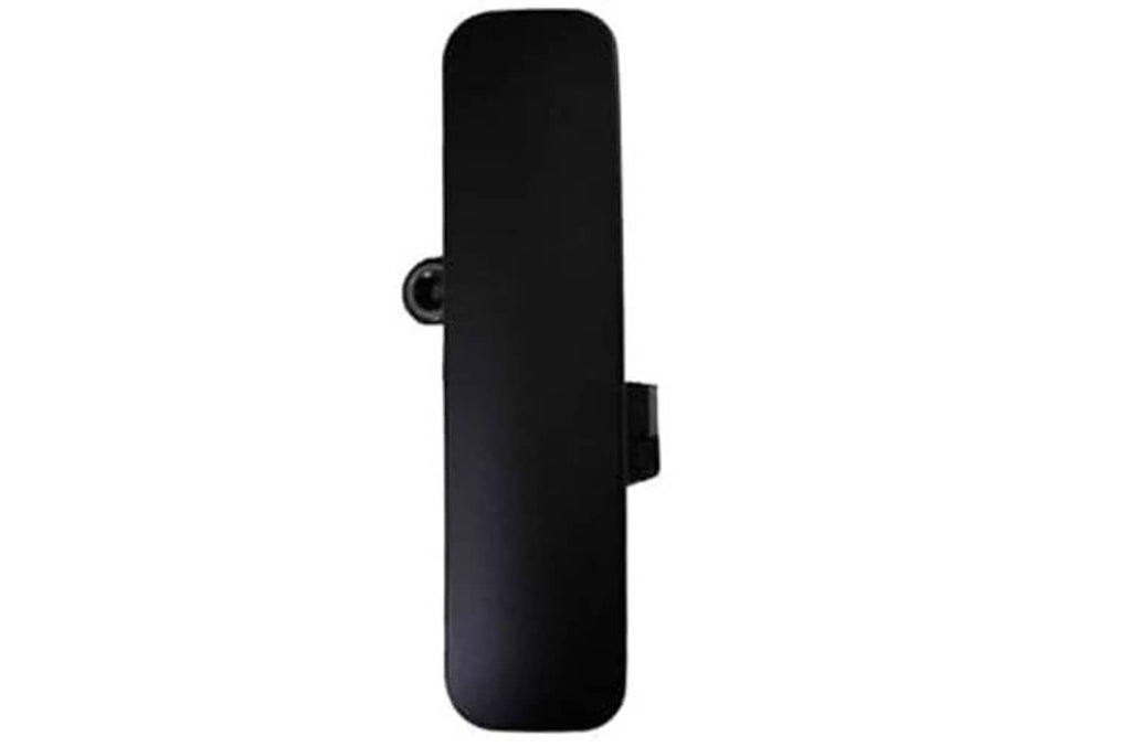 Exterior outside door handle, textured black, with side bracket and mounting opening
