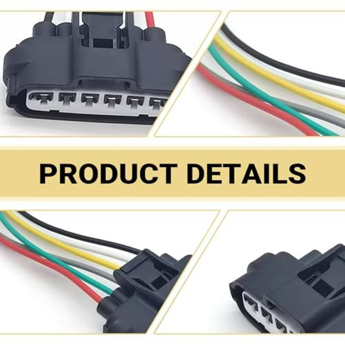 Close-up of 6-pin throttle position sensor connector sockets with multi-colored leads
